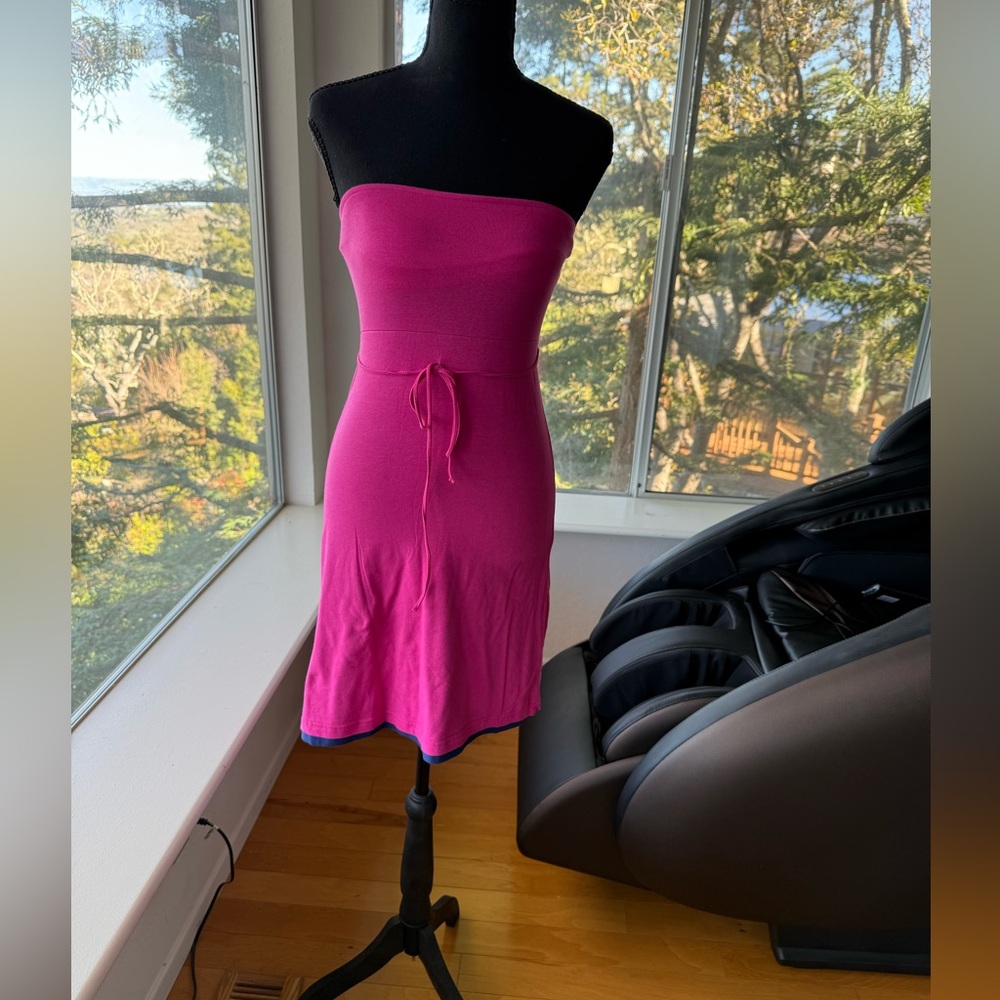 Moda International Fuchsia Strapless Cotton Dress, XS